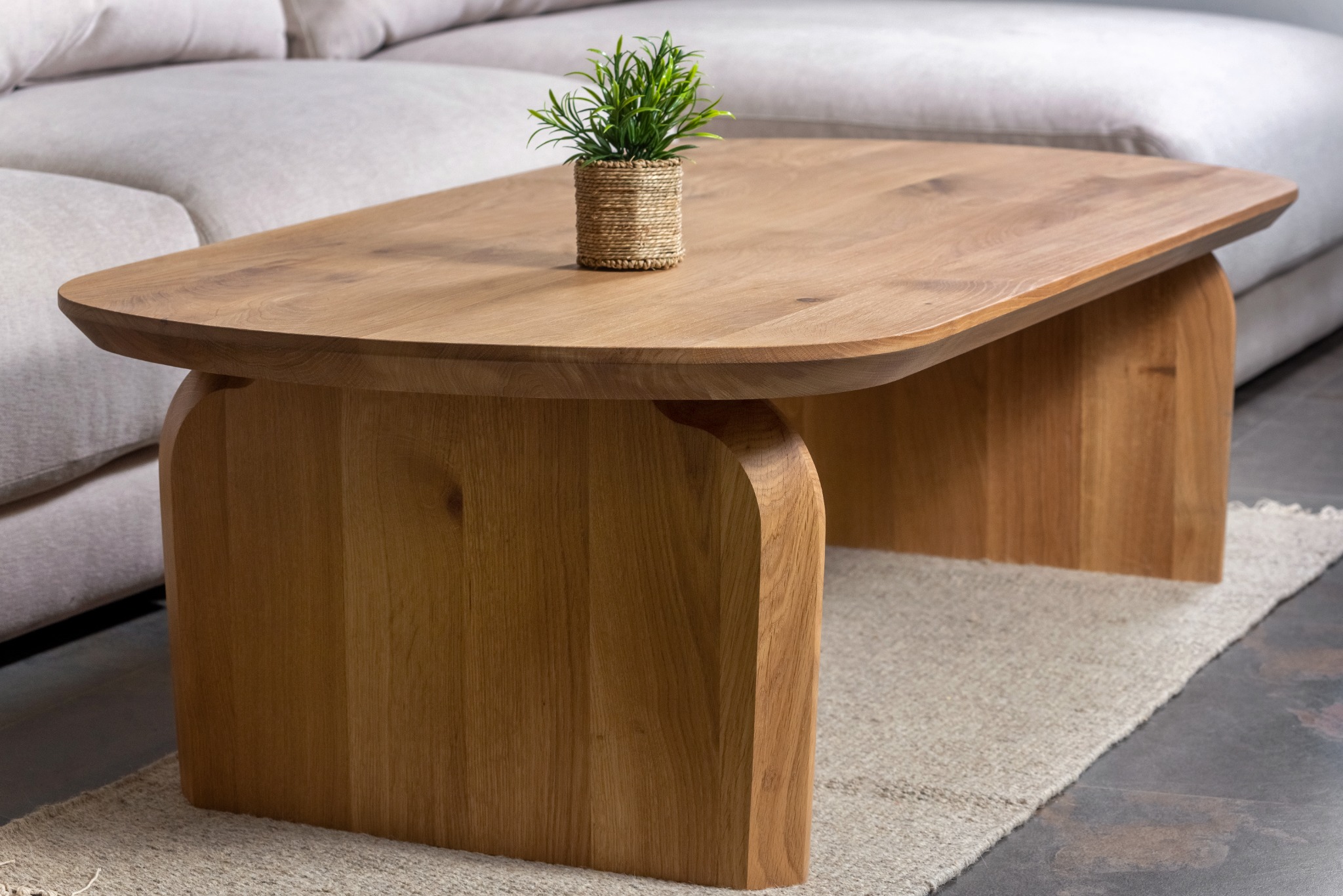 Organische massief eiken salontafel